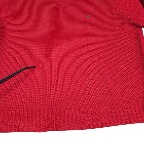 Vintage Polo By Ralph‎ Lauren Sweater Mens XL Red Lambs Wool V Neck Grandpa - Picture 12 of 16